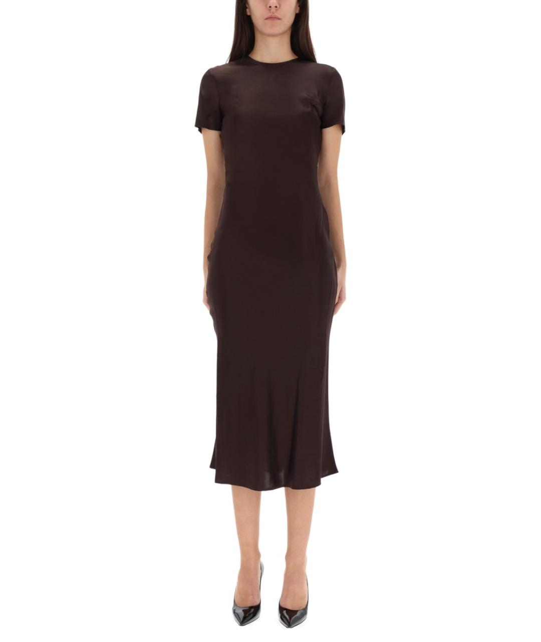 STAUD Коричневое шелковое повседневное платье, фото 5