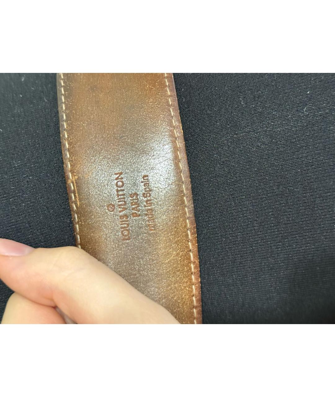 LOUIS VUITTON Коричневый кожаный ремень, фото 6