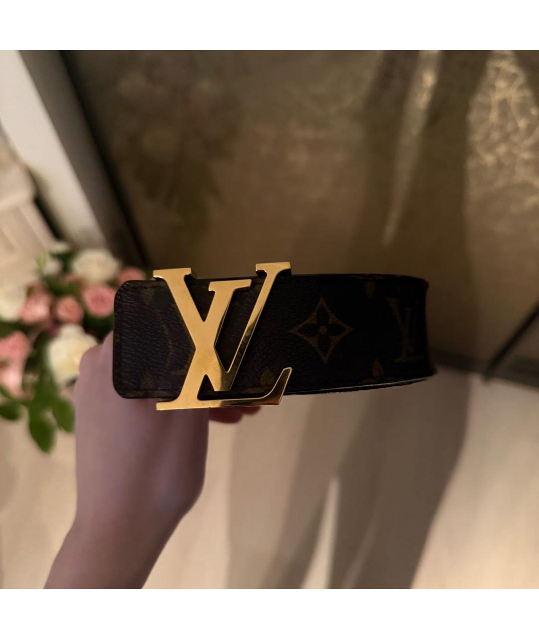 LOUIS VUITTON Коричневый кожаный ремень, фото 8