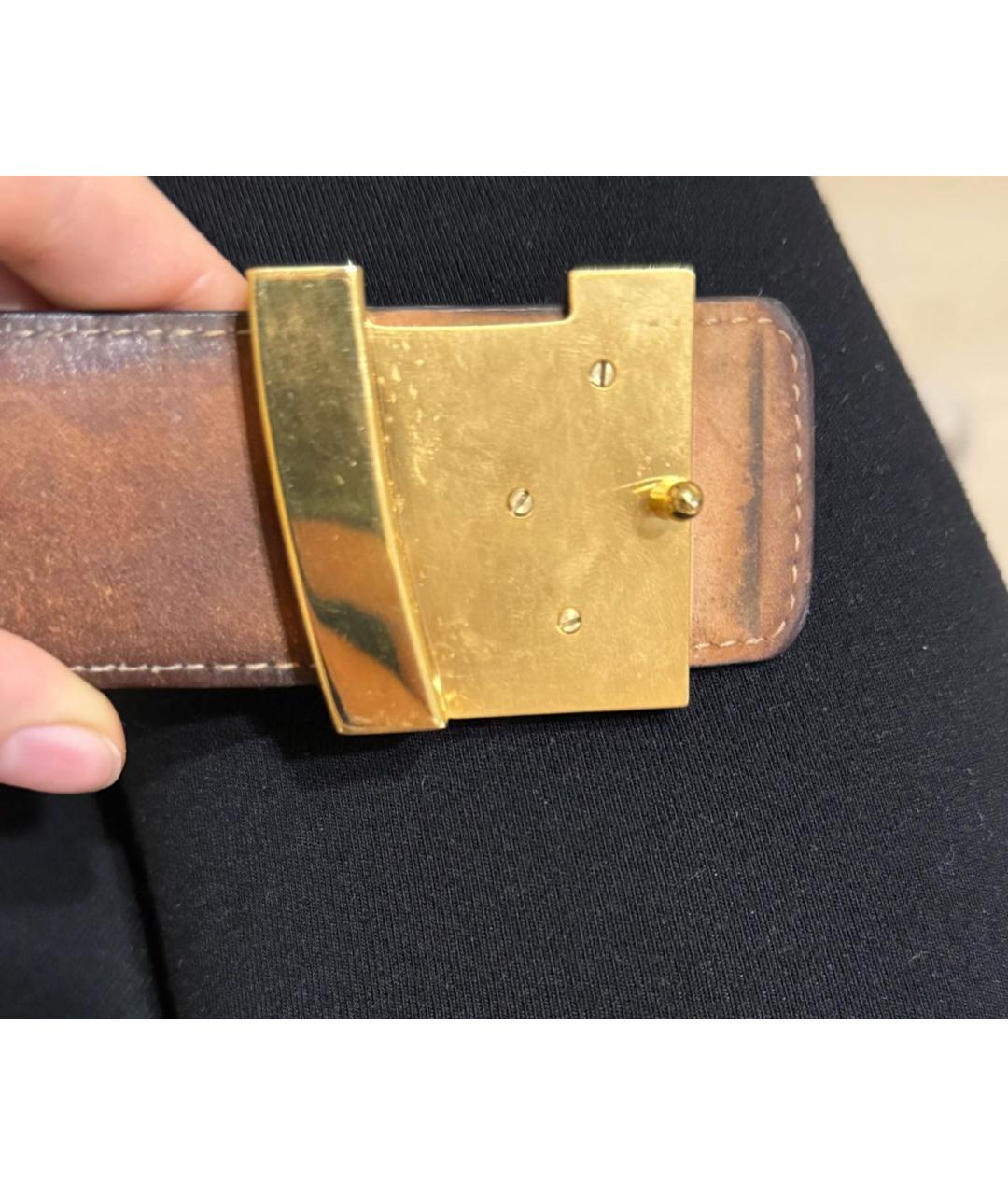 LOUIS VUITTON Коричневый кожаный ремень, фото 5