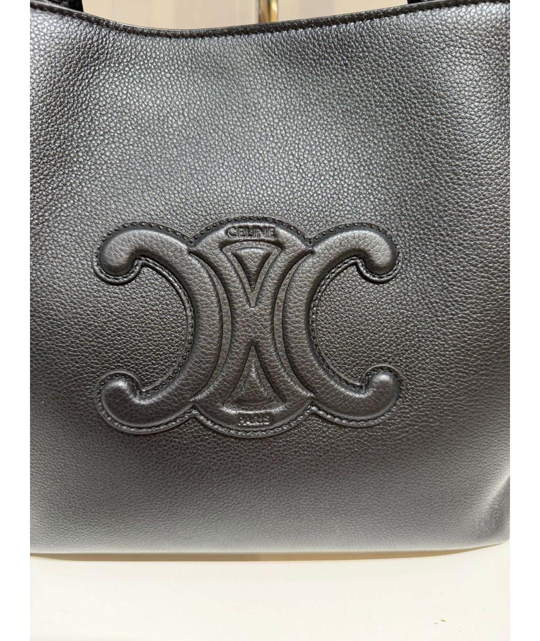 CELINE Черная кожаная сумка тоут, фото 3