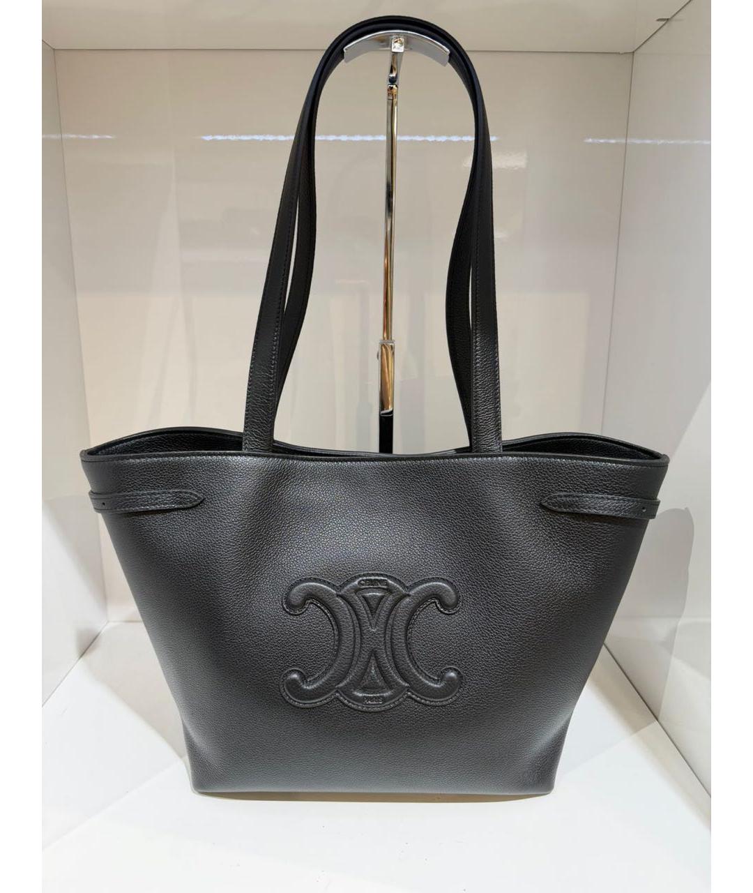 CELINE Черная кожаная сумка тоут, фото 2