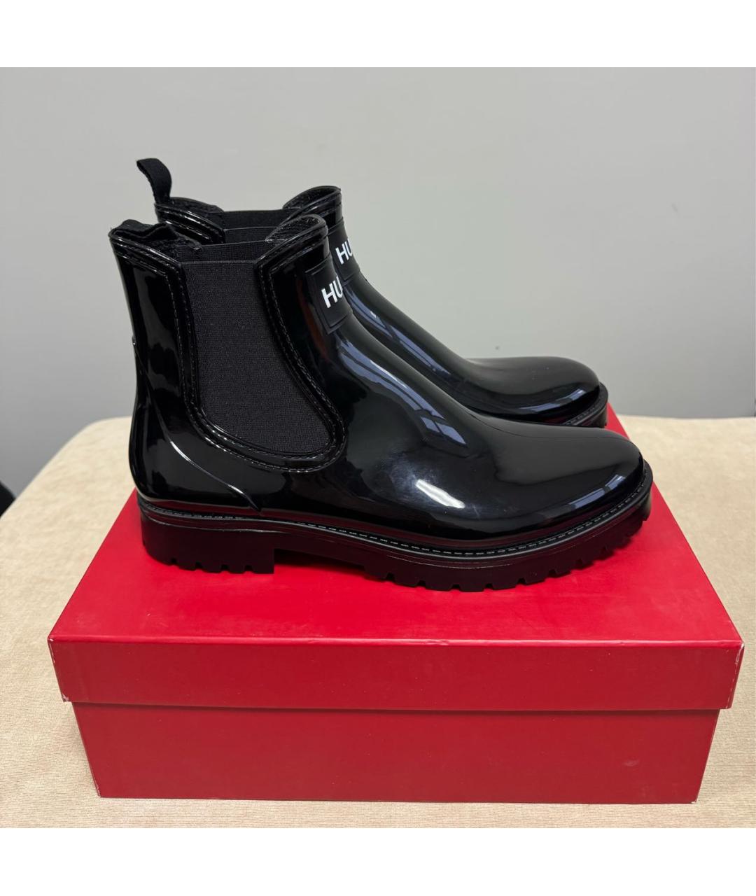 HUGO Черные резиновые сапоги, фото 4