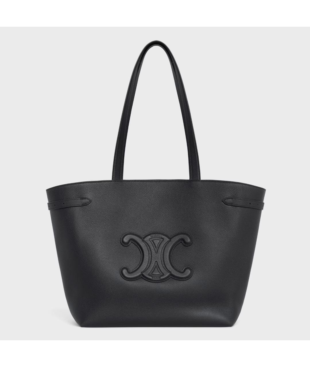 CELINE Черная кожаная сумка тоут, фото 8