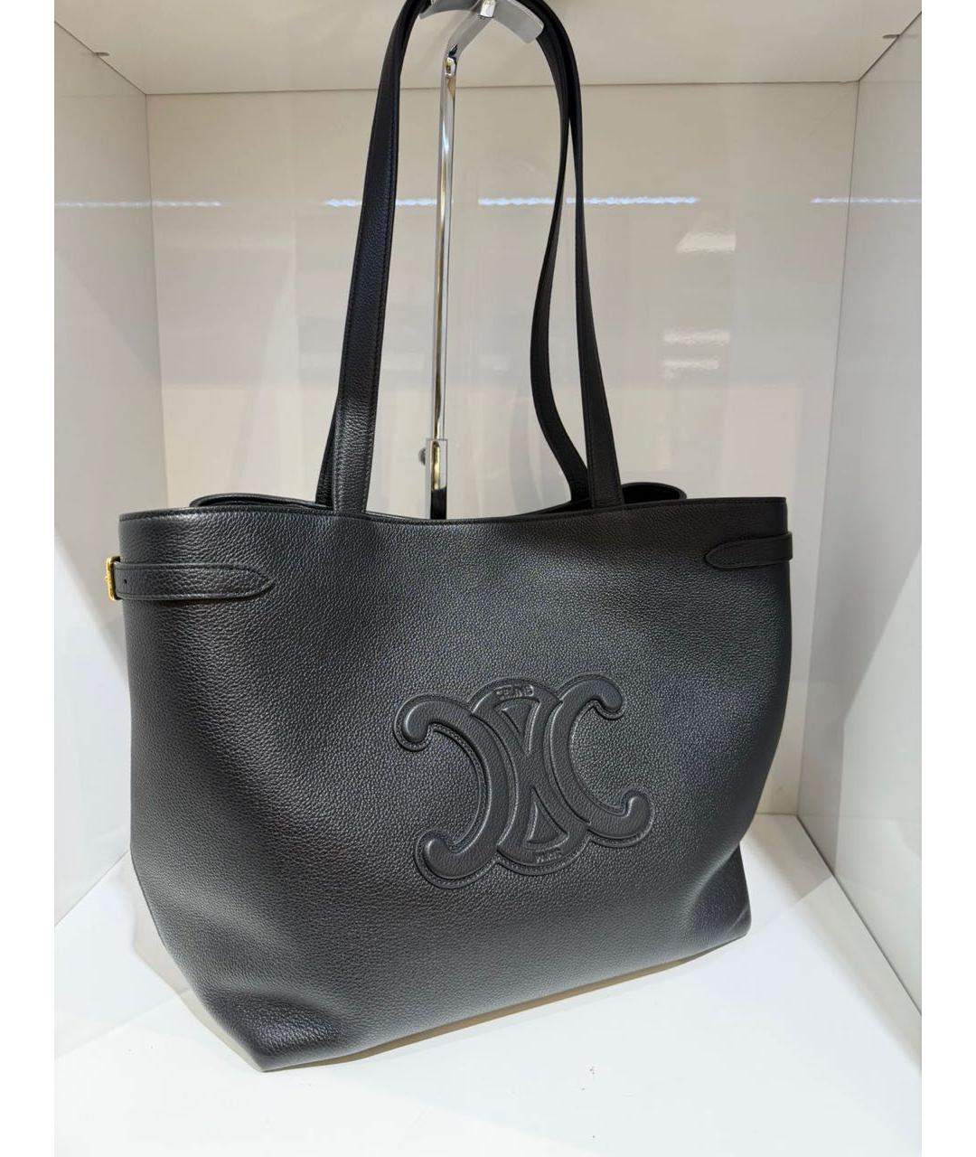 CELINE Черная кожаная сумка тоут, фото 4