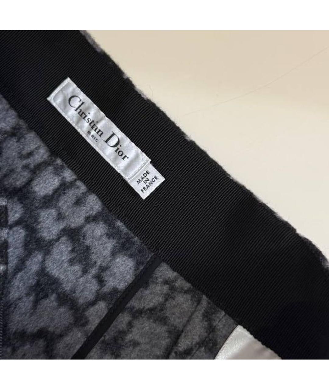 CHRISTIAN DIOR Антрацитовая шерстяная юбка миди, фото 7