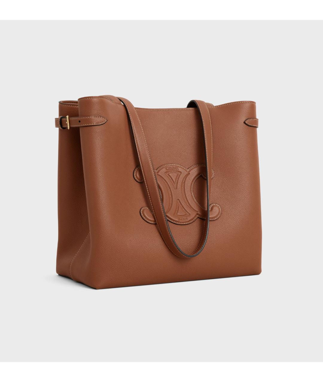 CELINE Коричневая кожаная сумка тоут, фото 3