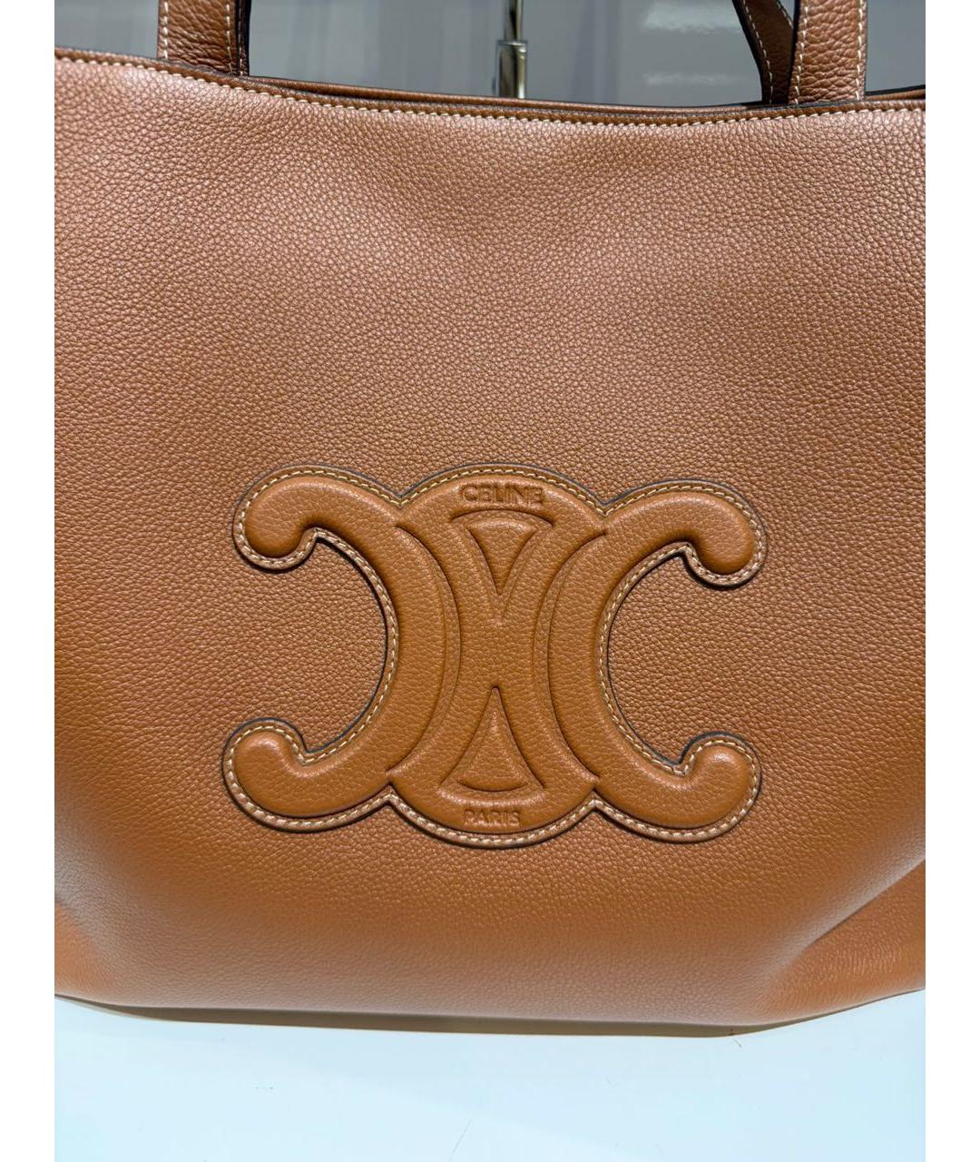 CELINE Коричневая кожаная сумка тоут, фото 6