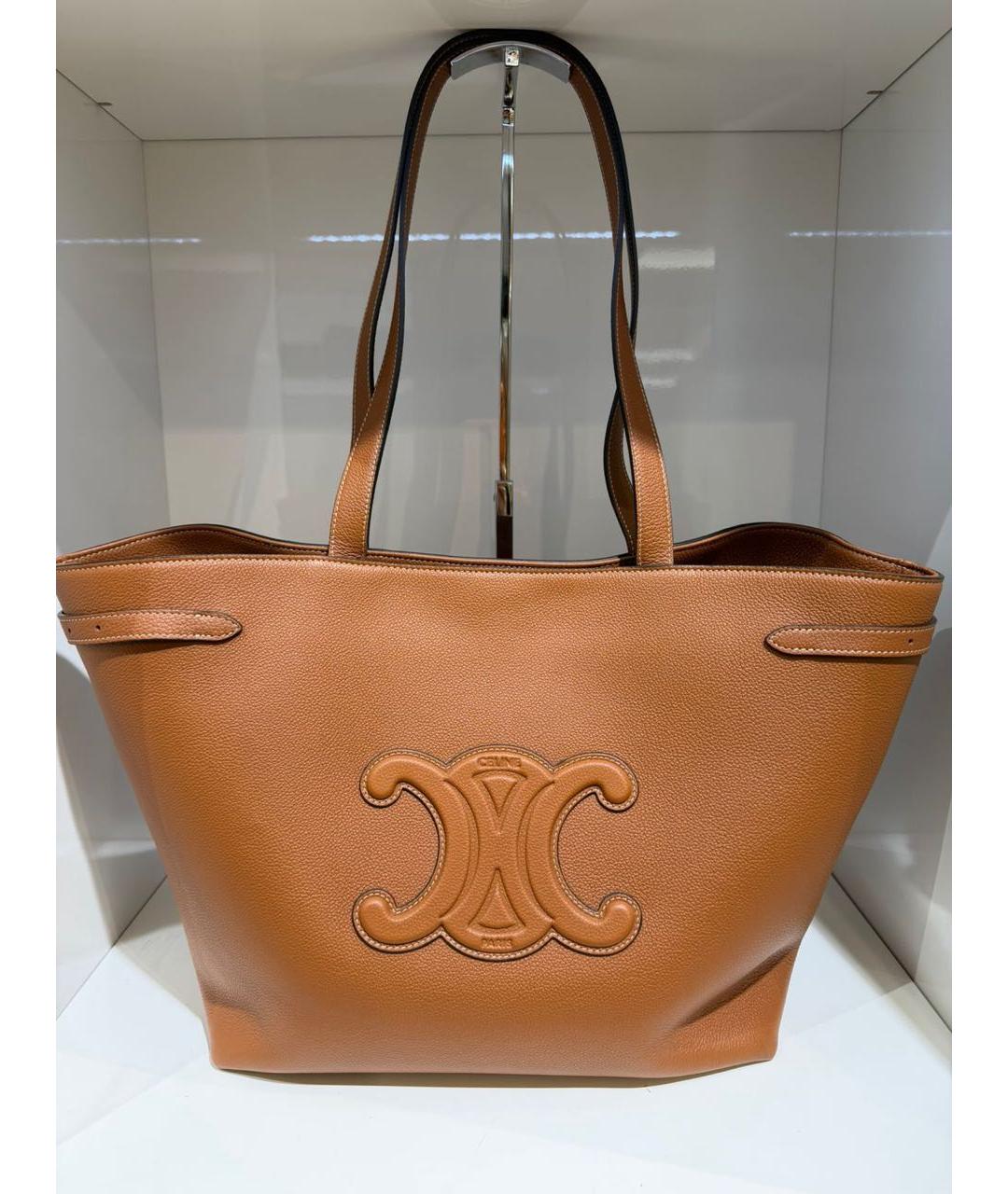 CELINE Коричневая кожаная сумка тоут, фото 4