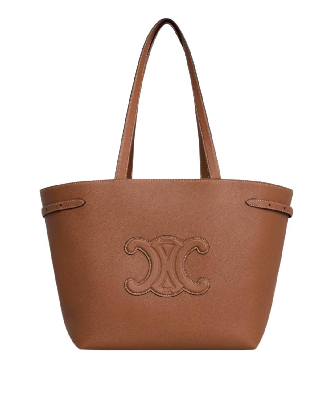 CELINE Коричневая кожаная сумка тоут, фото 1