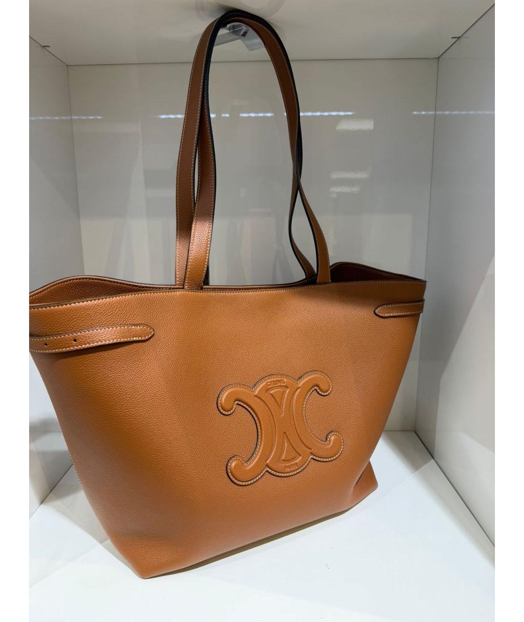 CELINE Коричневая кожаная сумка тоут, фото 5