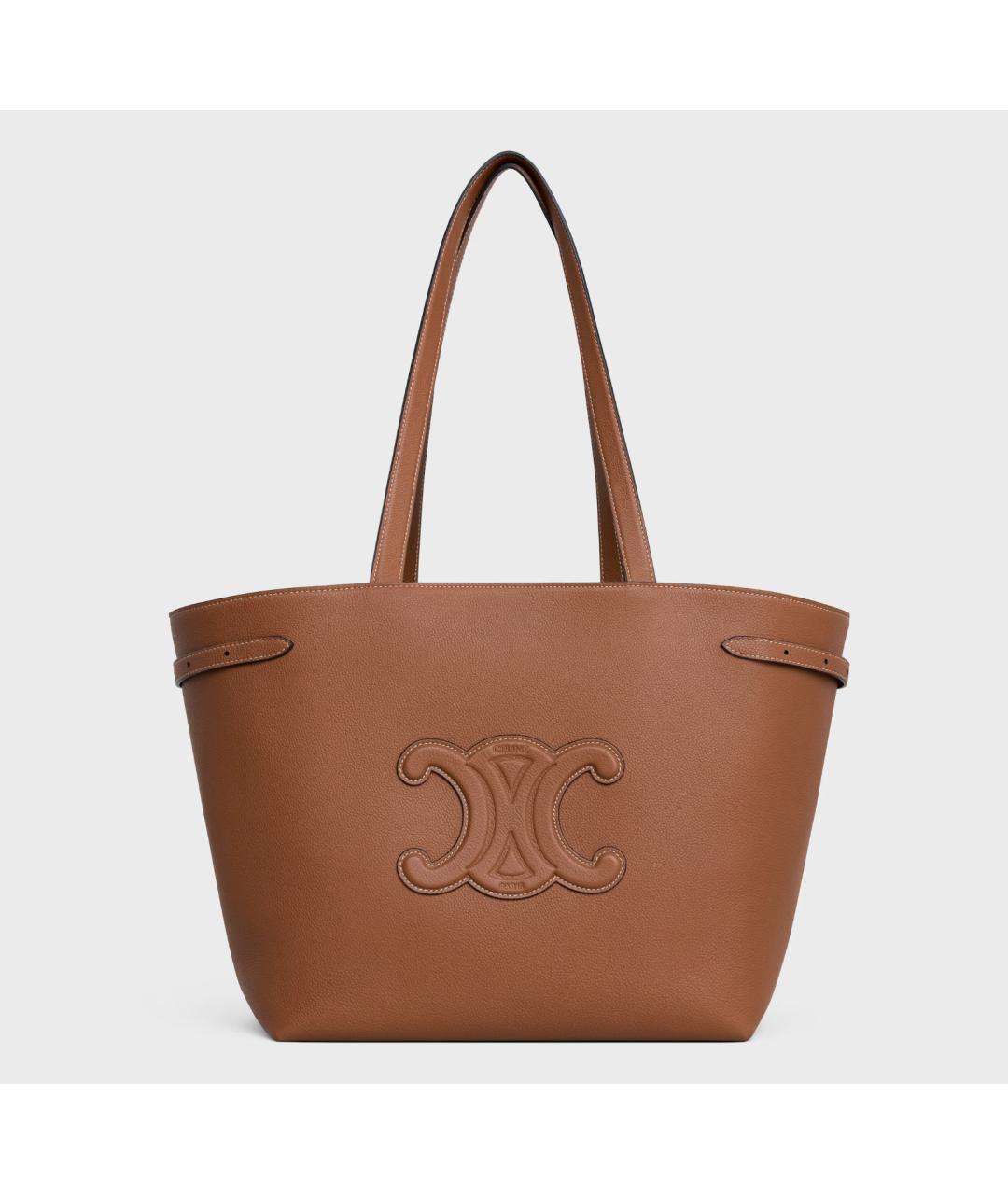 CELINE Коричневая кожаная сумка тоут, фото 8