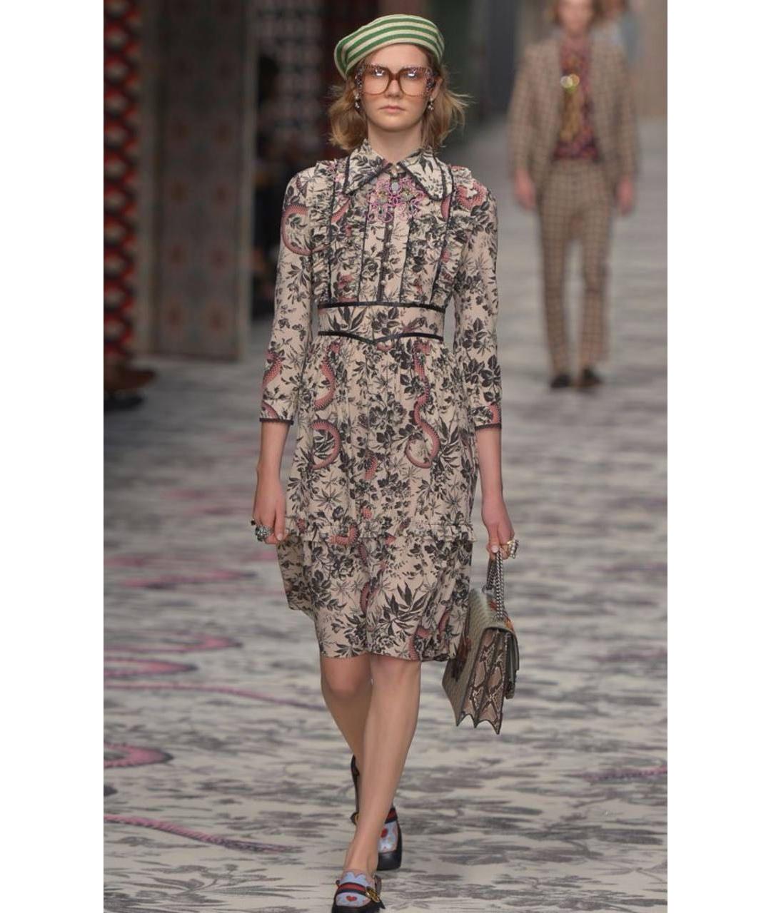 GUCCI Мульти хлопковое повседневное платье, фото 8