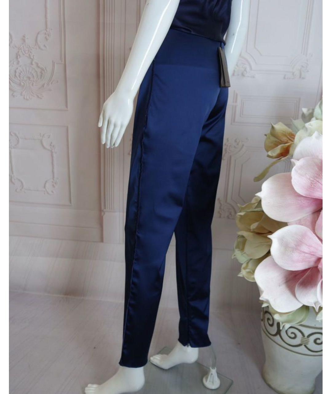 JO NO FUI Темно-синие ацетатные брюки узкие, фото 2