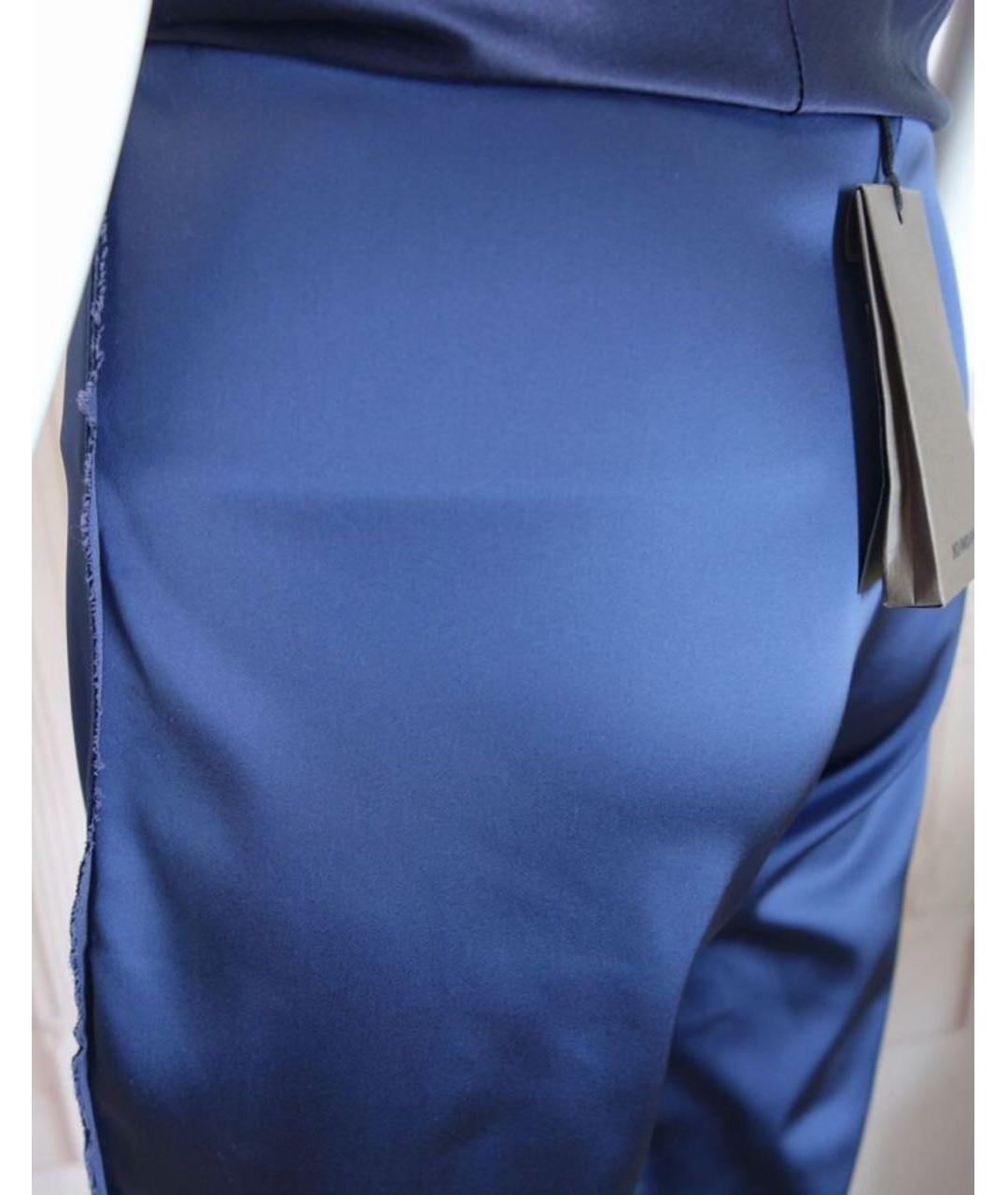 JO NO FUI Темно-синие ацетатные брюки узкие, фото 8