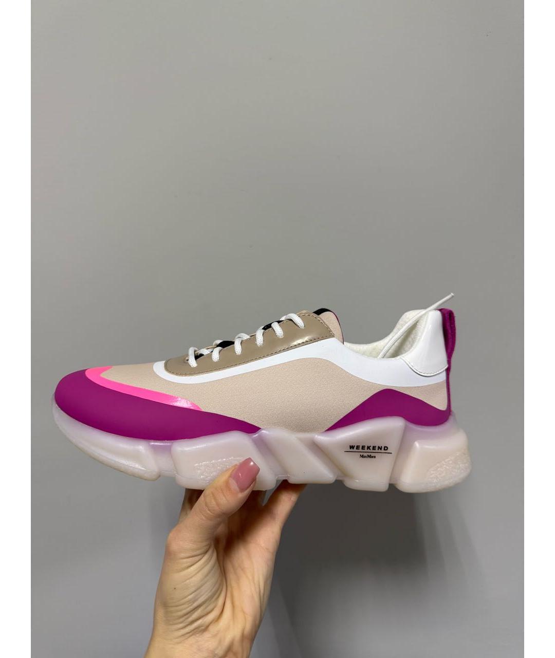 WEEKEND MAX MARA Розовые кожаные кроссовки, фото 5