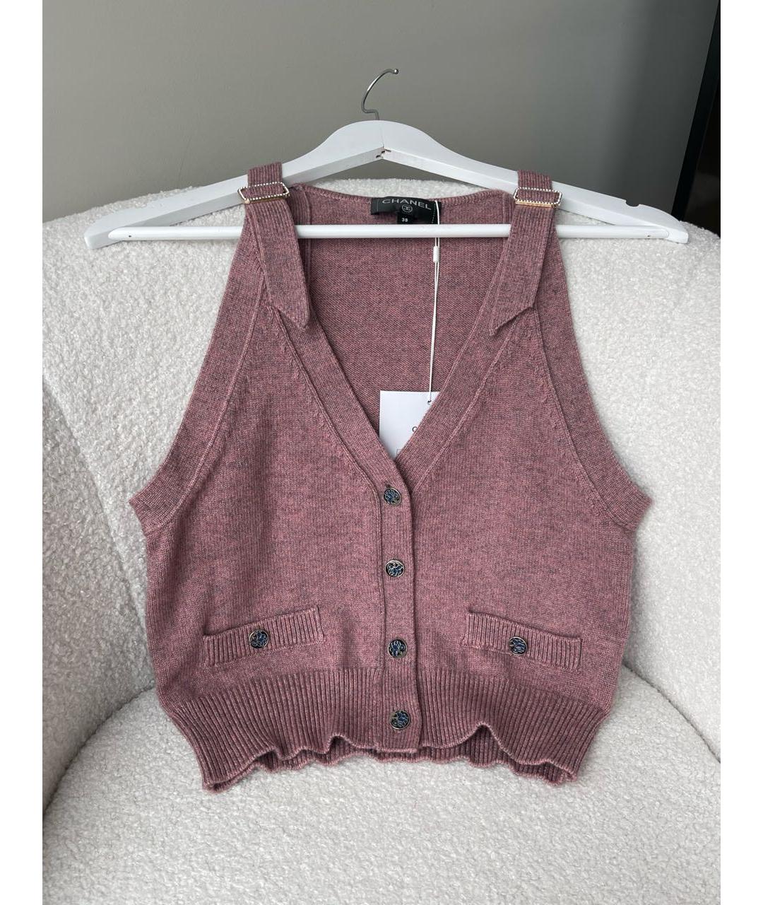 CHANEL Розовый кашемировый жилет, фото 6