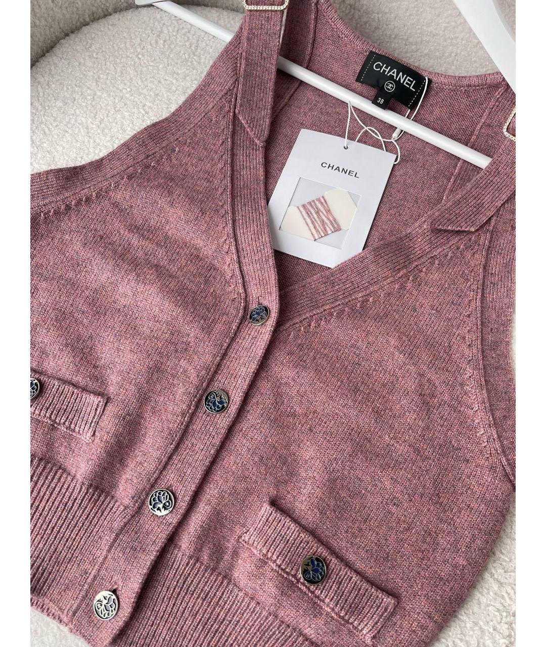 CHANEL Розовый кашемировый жилет, фото 7