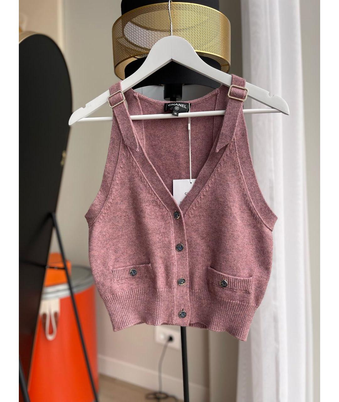 CHANEL Розовый кашемировый жилет, фото 9