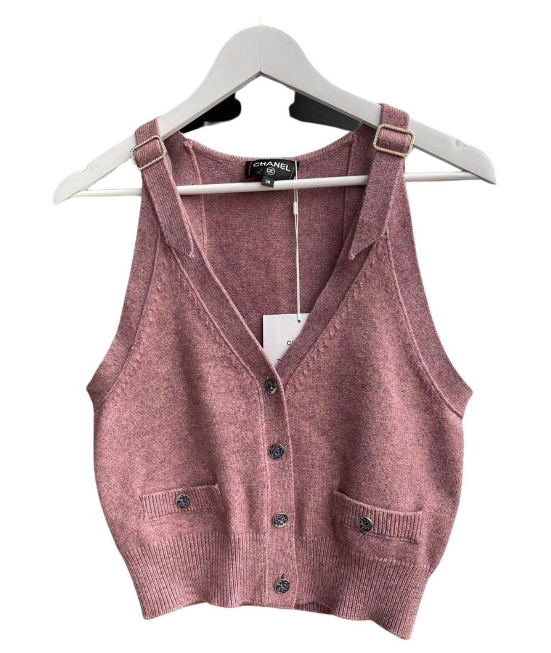 CHANEL Розовый кашемировый жилет, фото 10
