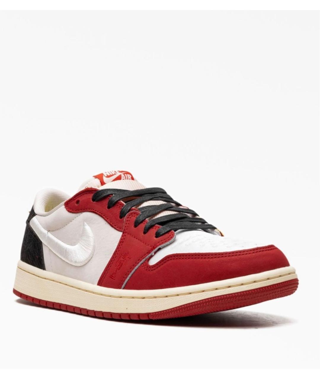 JORDAN Красные кожаные низкие кроссовки / кеды, фото 2