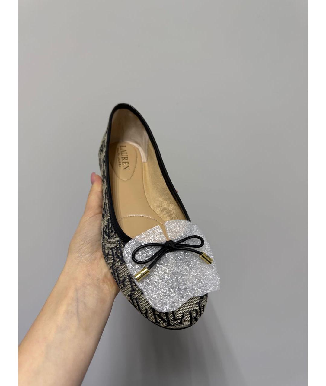 RALPH LAUREN Бежевые текстильные балетки, фото 7