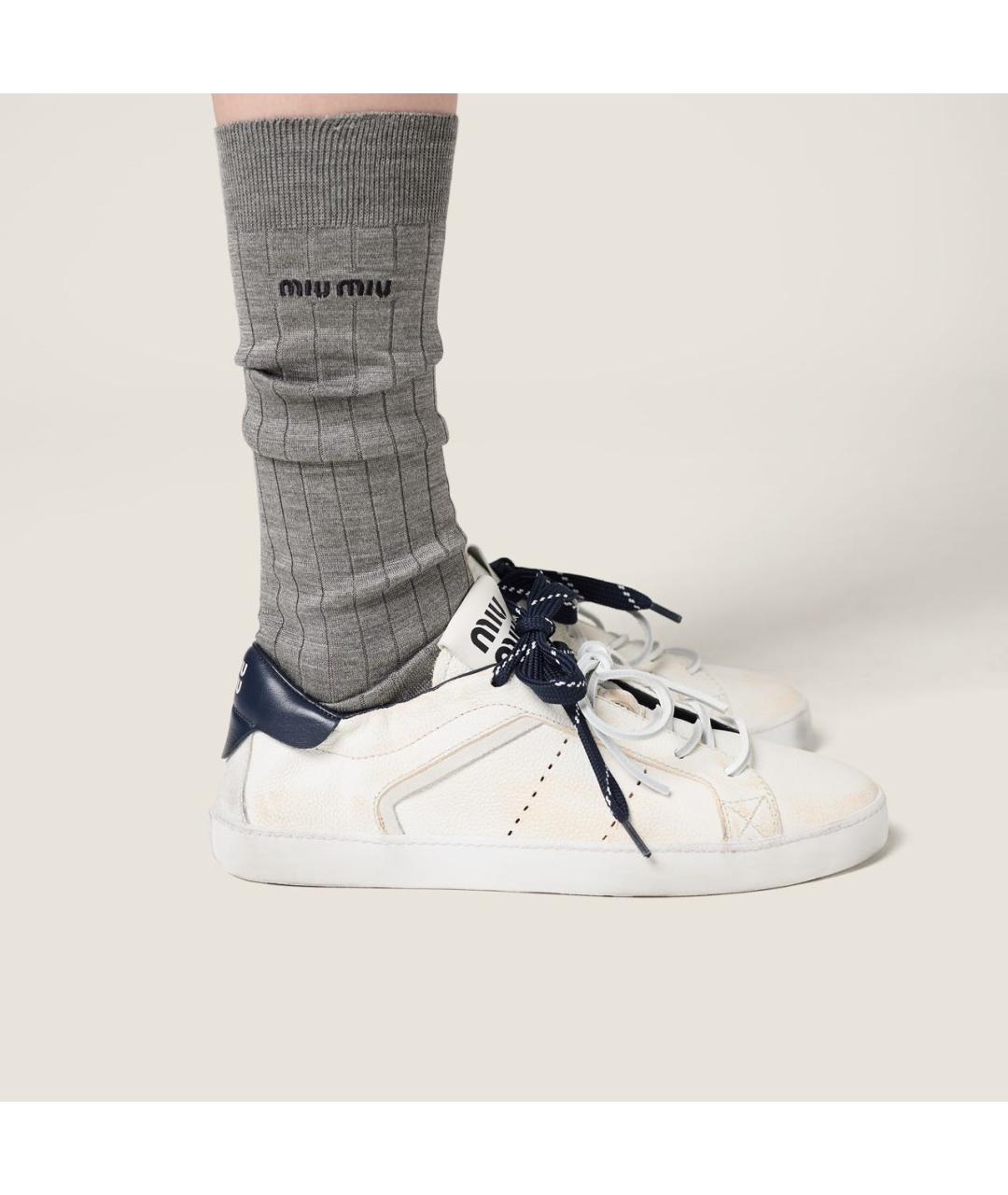 MIU MIU Белые кожаные кеды, фото 2