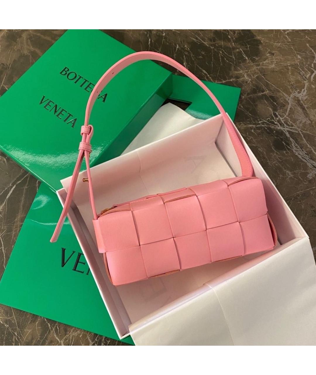 BOTTEGA VENETA Розовая кожаная сумка с короткими ручками, фото 5