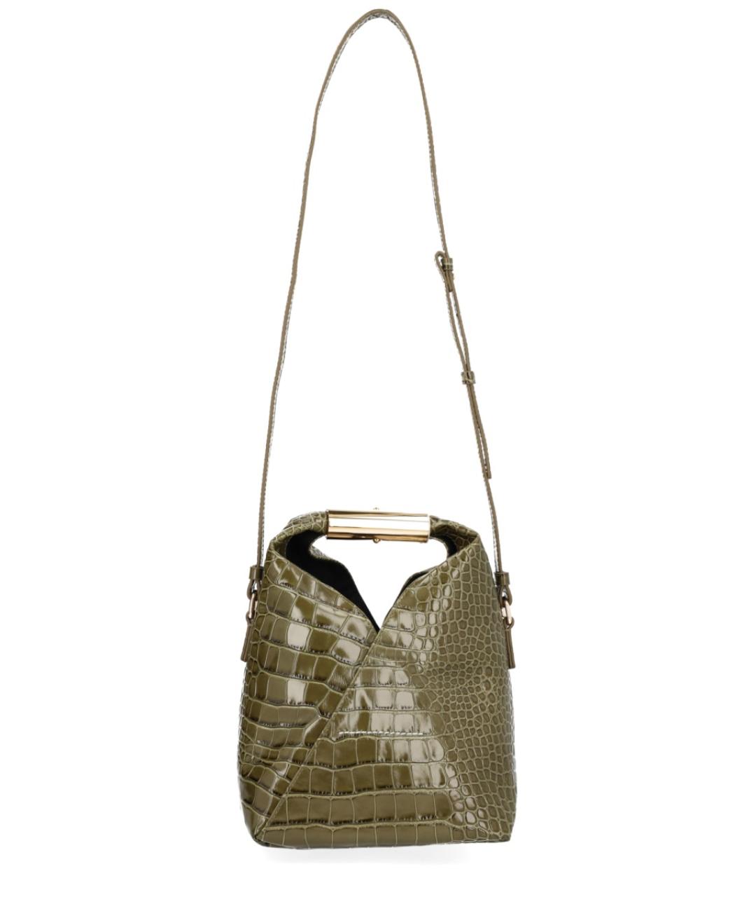 MM6 MAISON MARGIELA Зеленая кожаная сумка тоут, фото 1