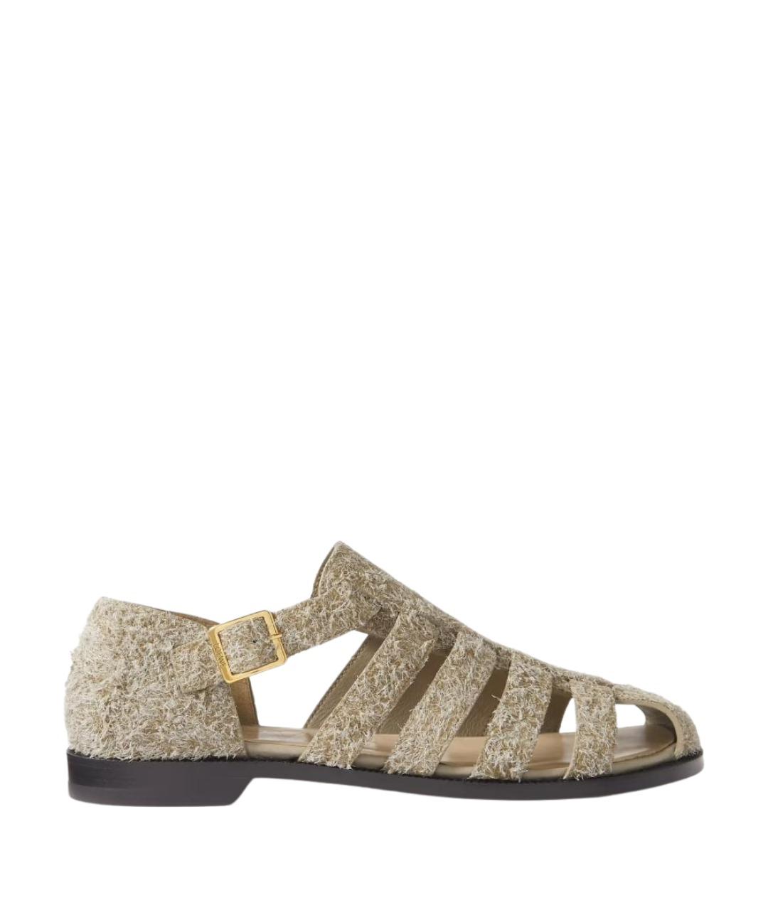 LOEWE Бежевые замшевые сандалии, фото 1