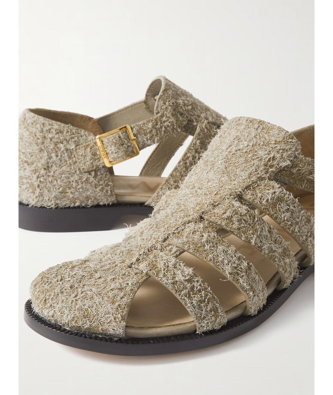 LOEWE Бежевые замшевые сандалии, фото 4