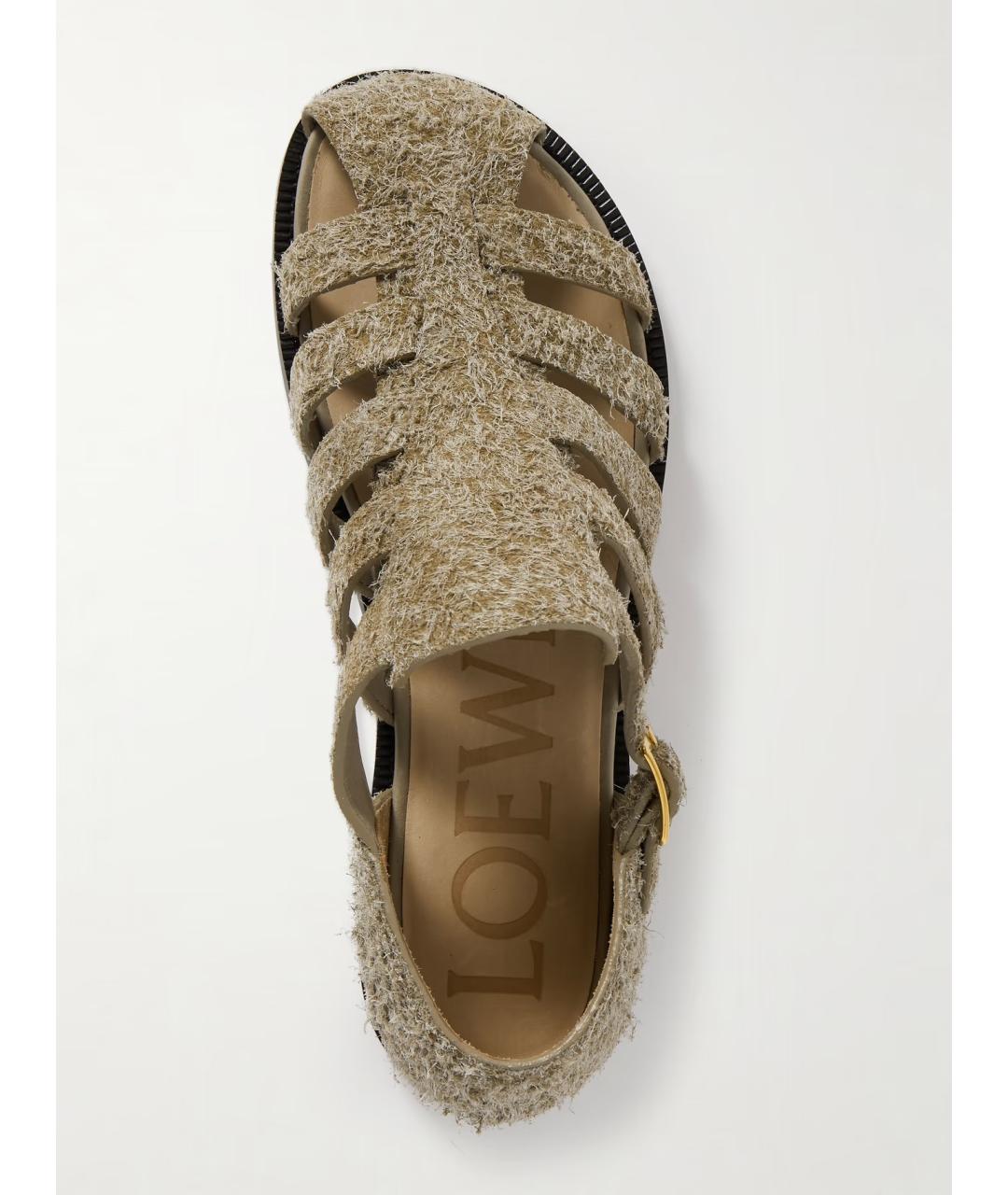 LOEWE Бежевые замшевые сандалии, фото 3