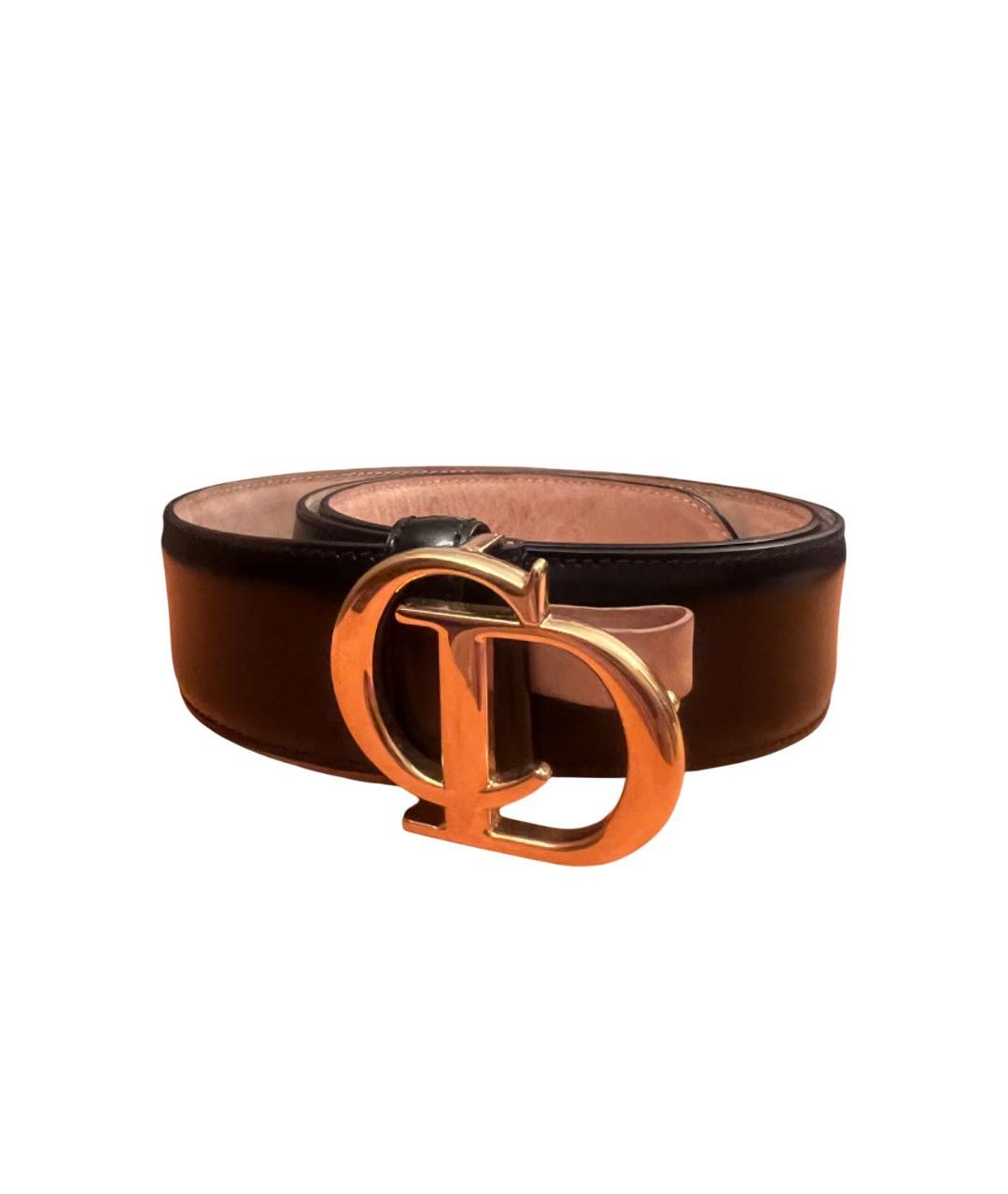 CHRISTIAN DIOR Черный кожаный ремень, фото 5