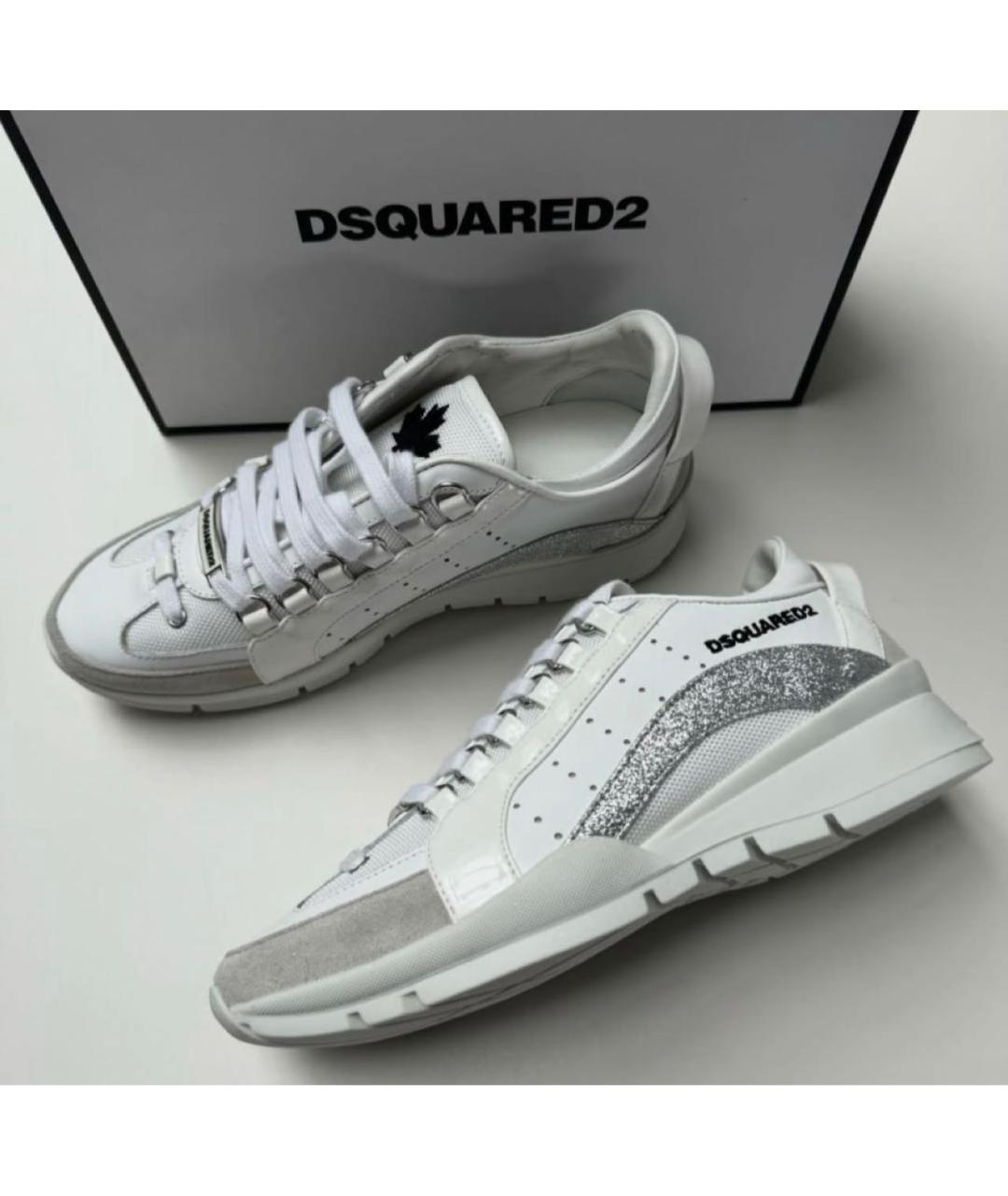 DSQUARED2 Белые кожаные кроссовки, фото 4