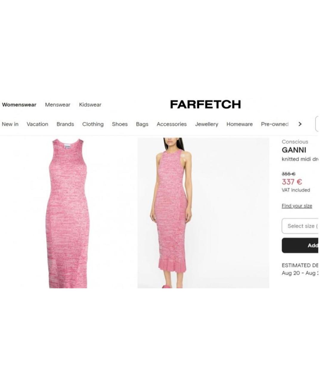 GANNI Розовое вискозное повседневное платье, фото 4