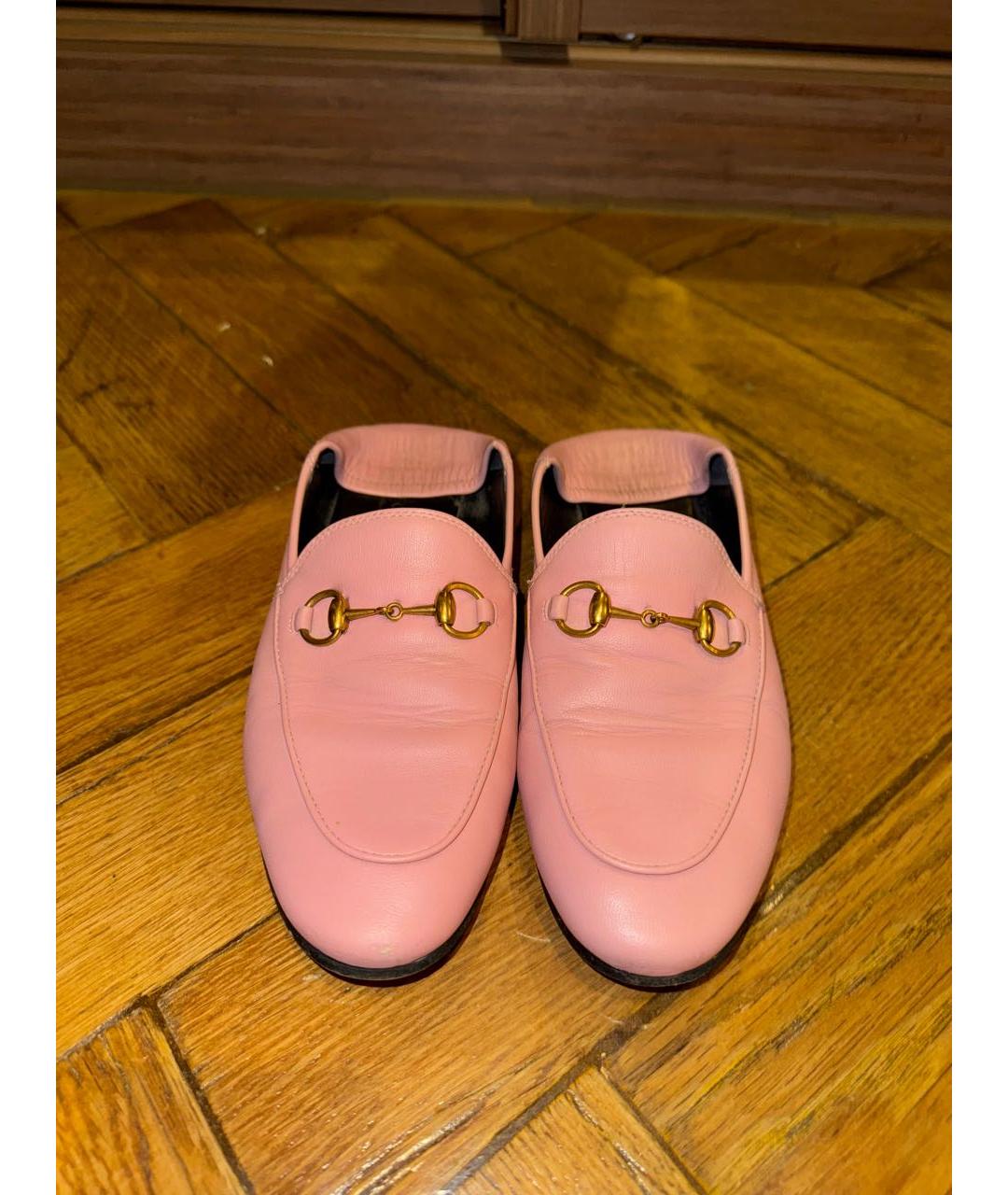 GUCCI Розовые кожаные лоферы, фото 5