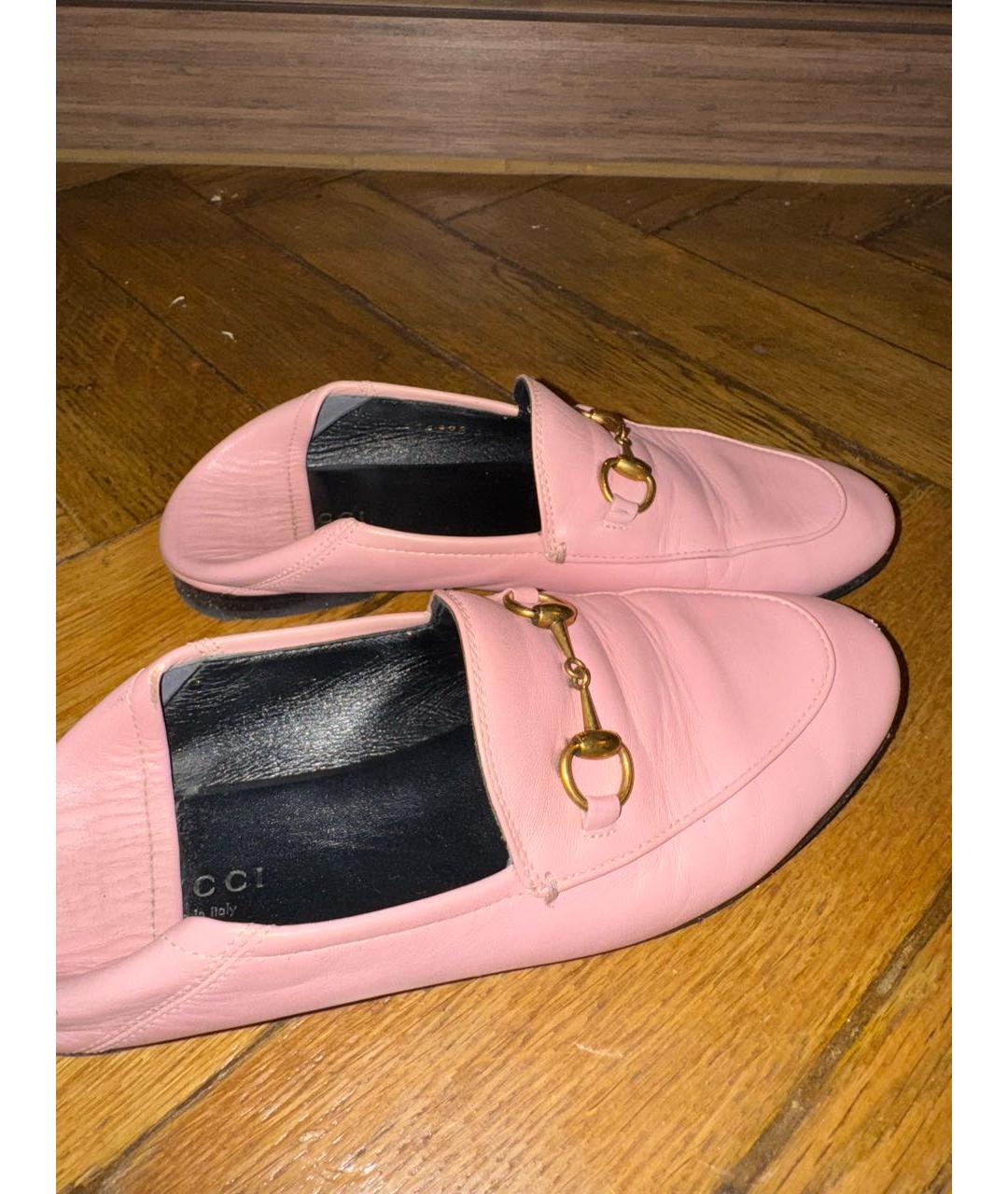 GUCCI Розовые кожаные лоферы, фото 2