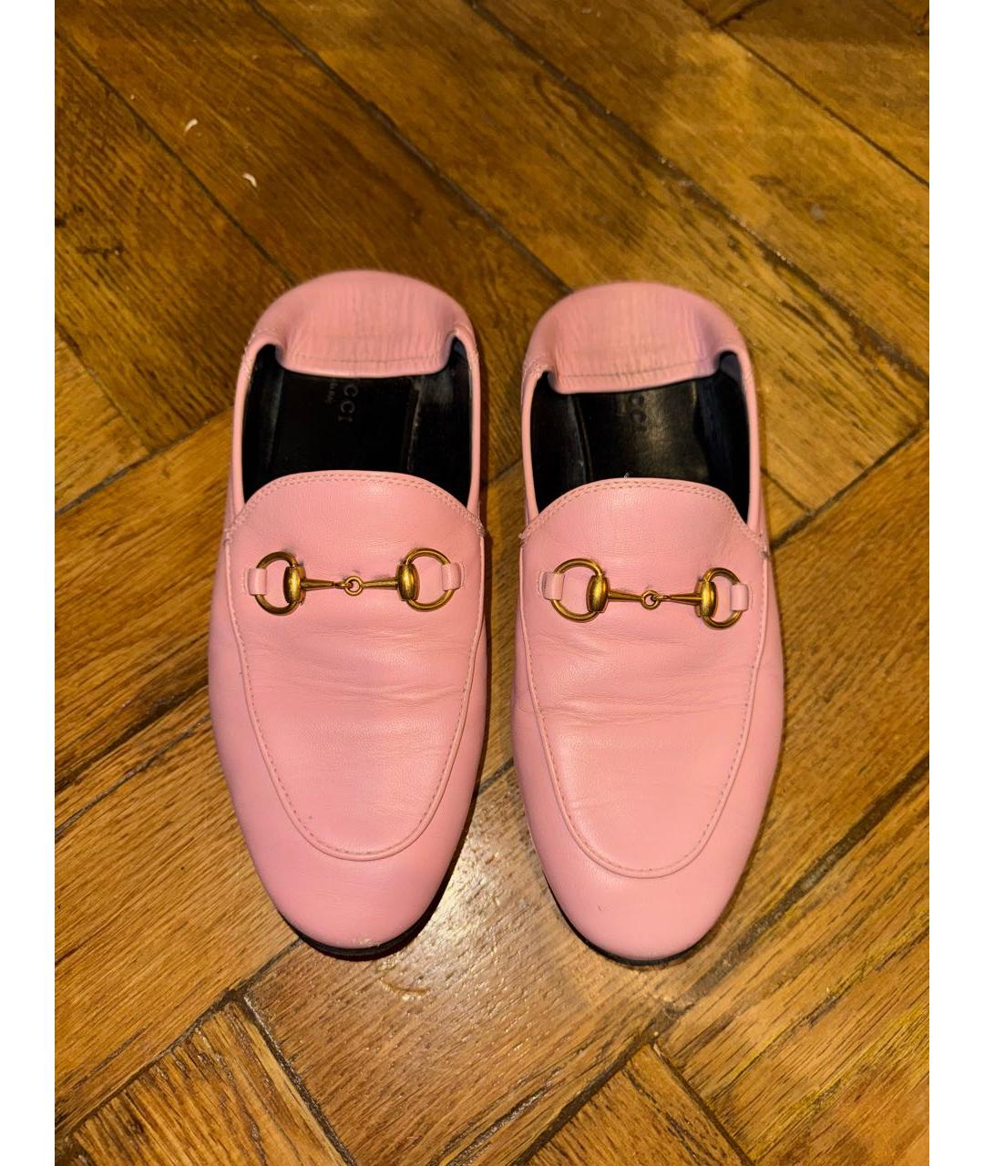 GUCCI Розовые кожаные лоферы, фото 3