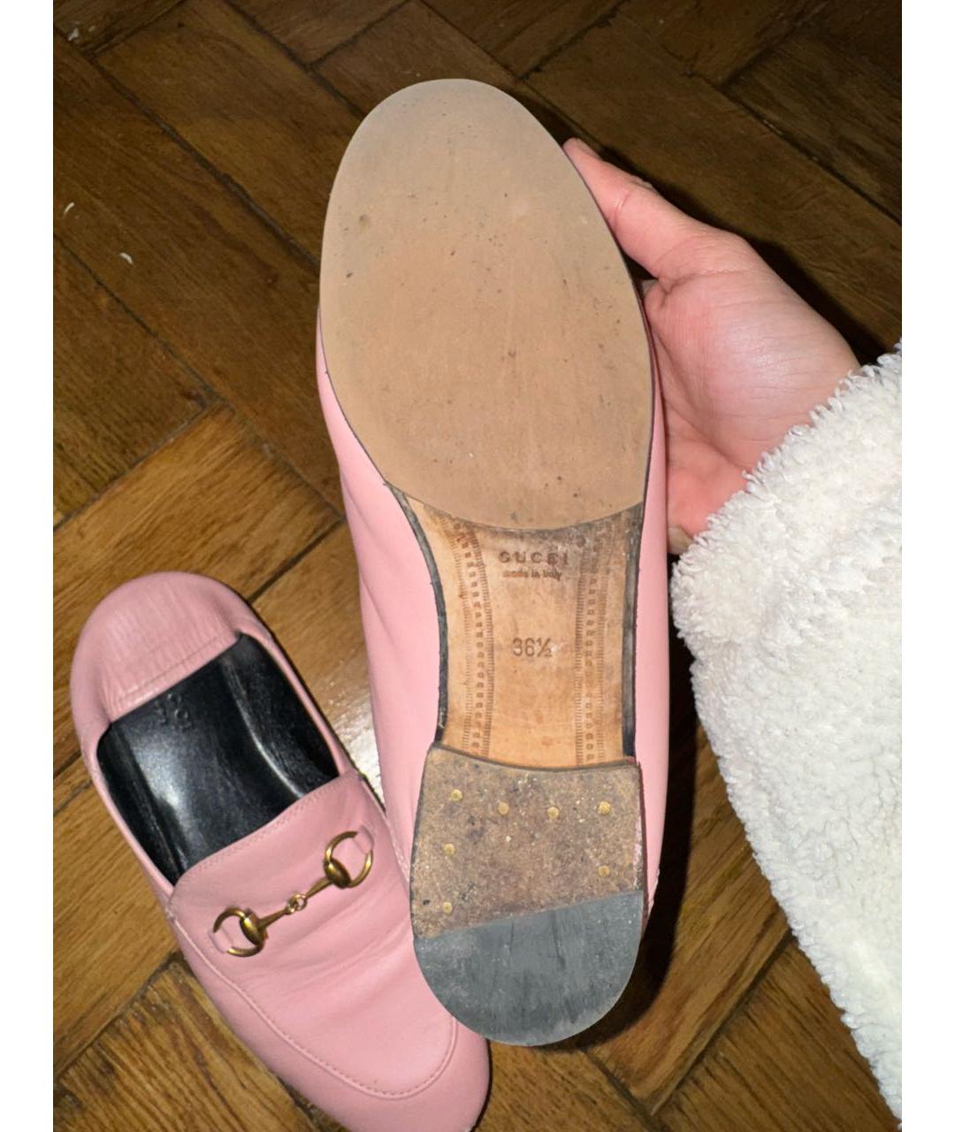 GUCCI Розовые кожаные лоферы, фото 4