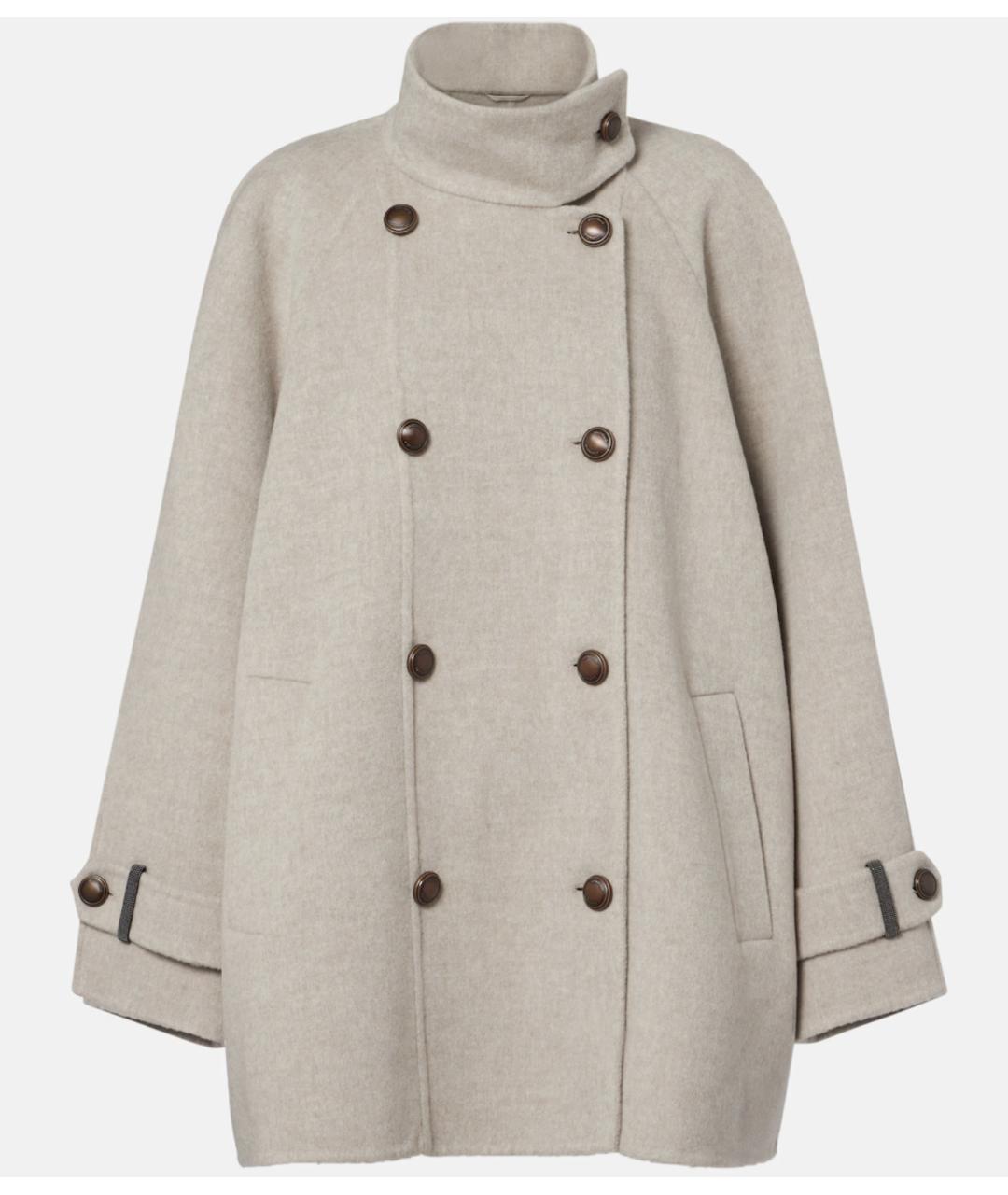 BRUNELLO CUCINELLI Бежевое шерстяное пальто, фото 4