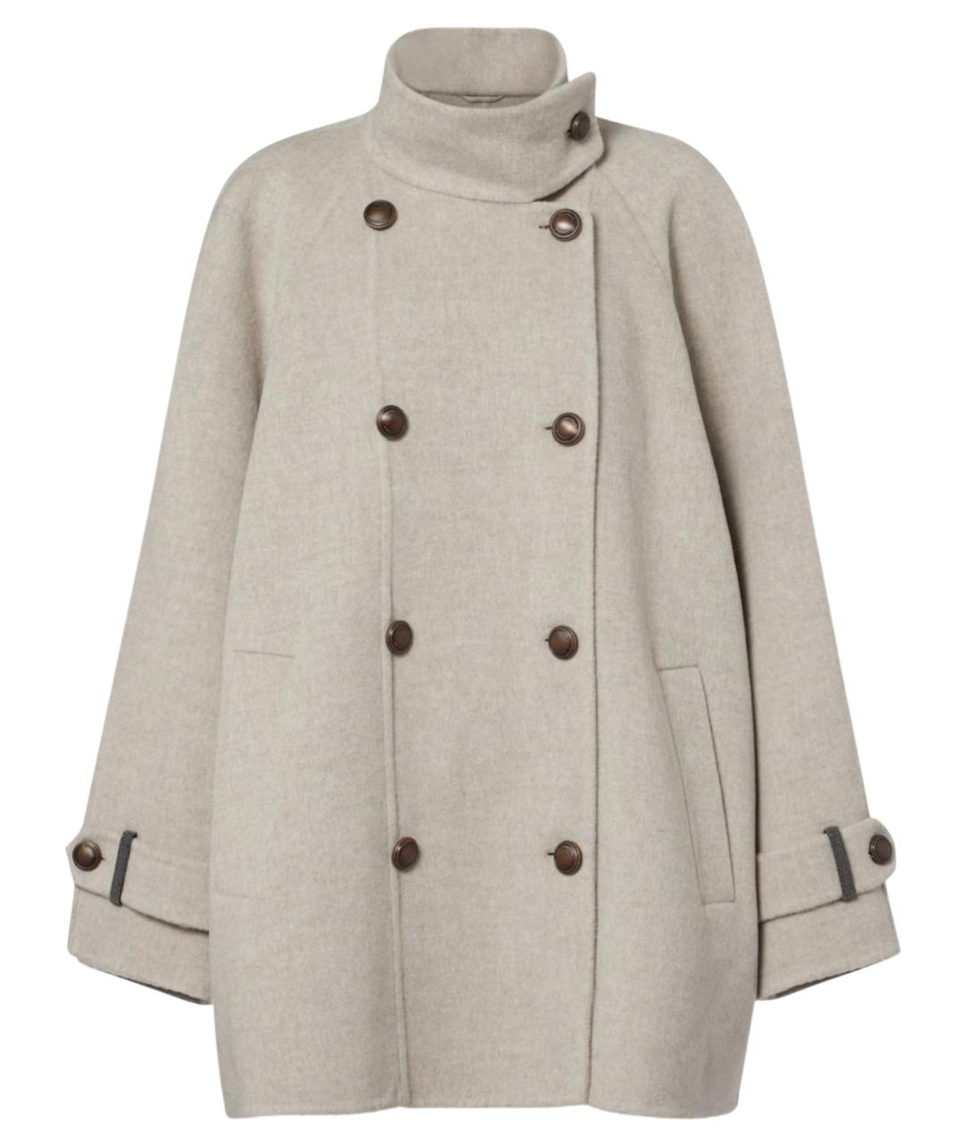 BRUNELLO CUCINELLI Бежевое шерстяное пальто, фото 1