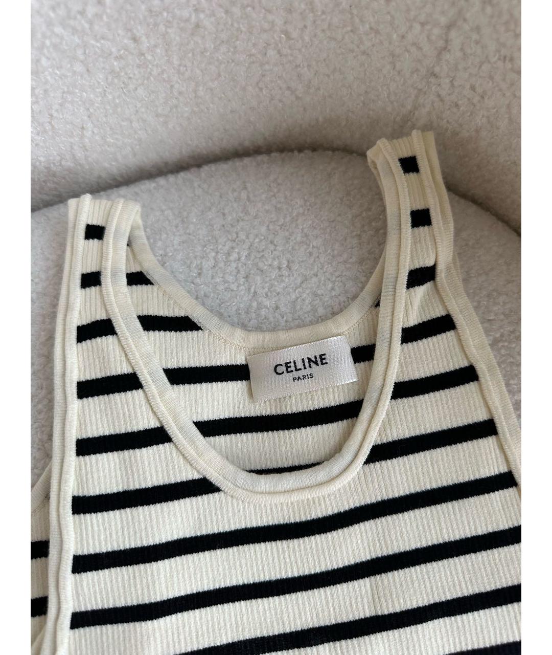 CELINE Белая майка, фото 3