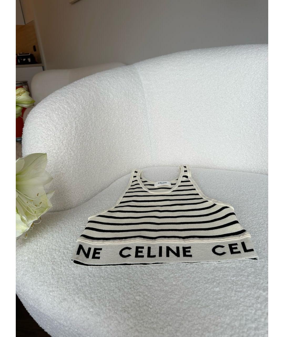 CELINE Белая майка, фото 2