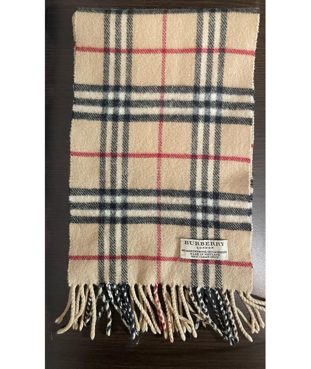 BURBERRY Бежевый кашемировый шарф, фото 3