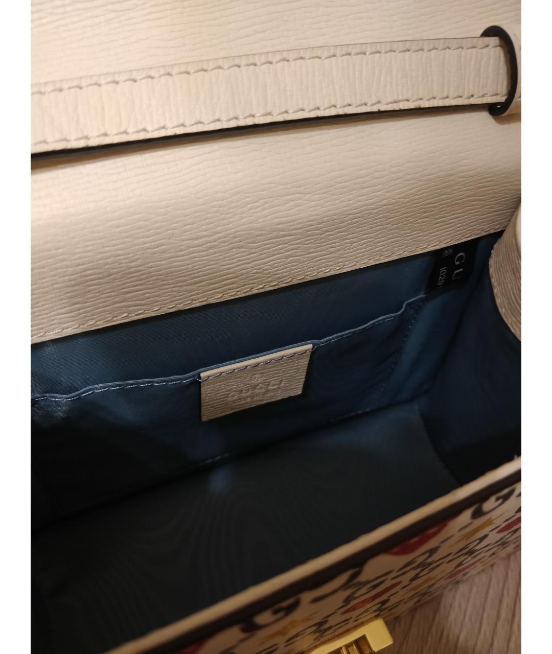 GUCCI Бежевая кожаная сумка через плечо, фото 4