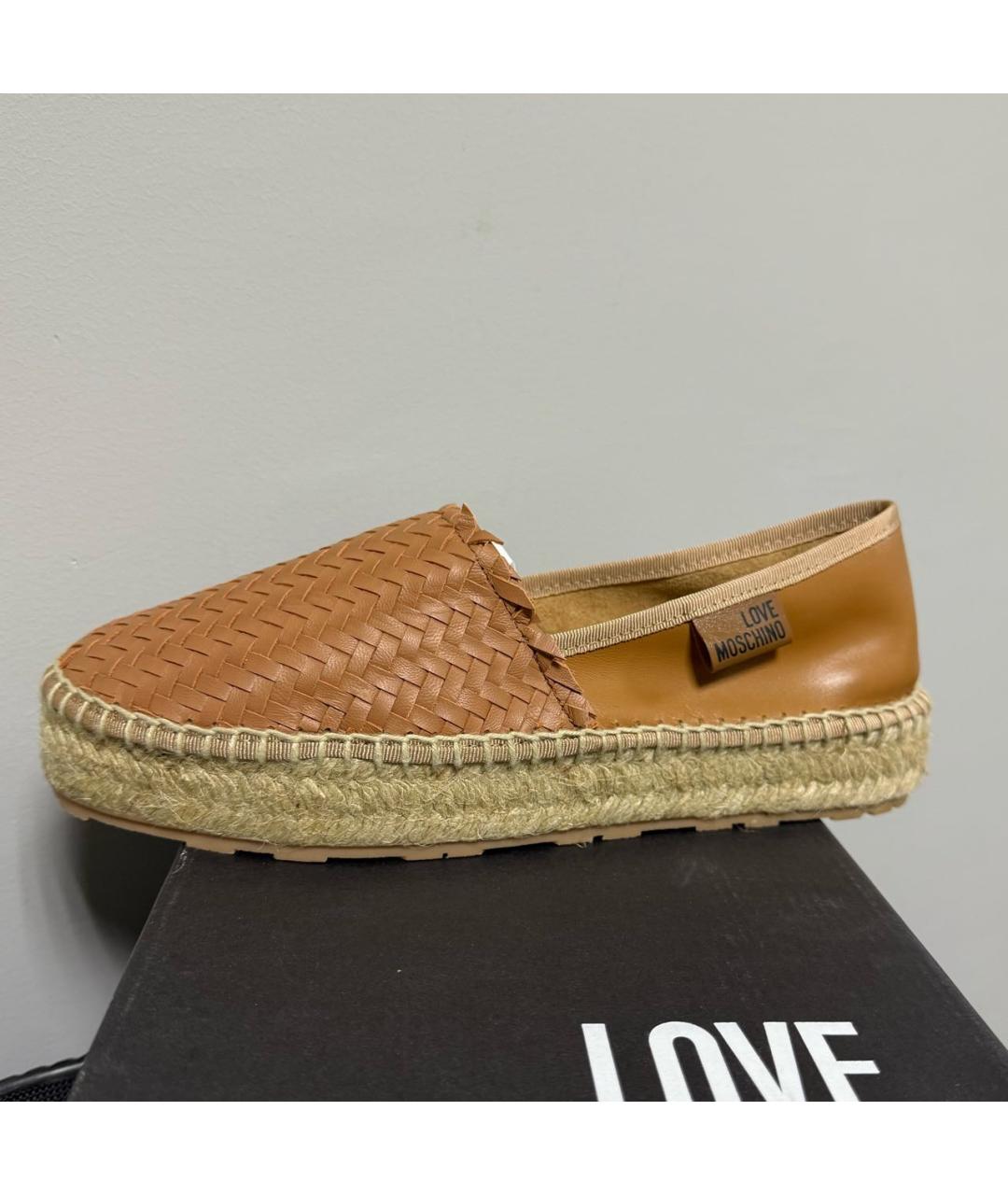LOVE MOSCHINO Коричневые кожаные эспадрильи, фото 5