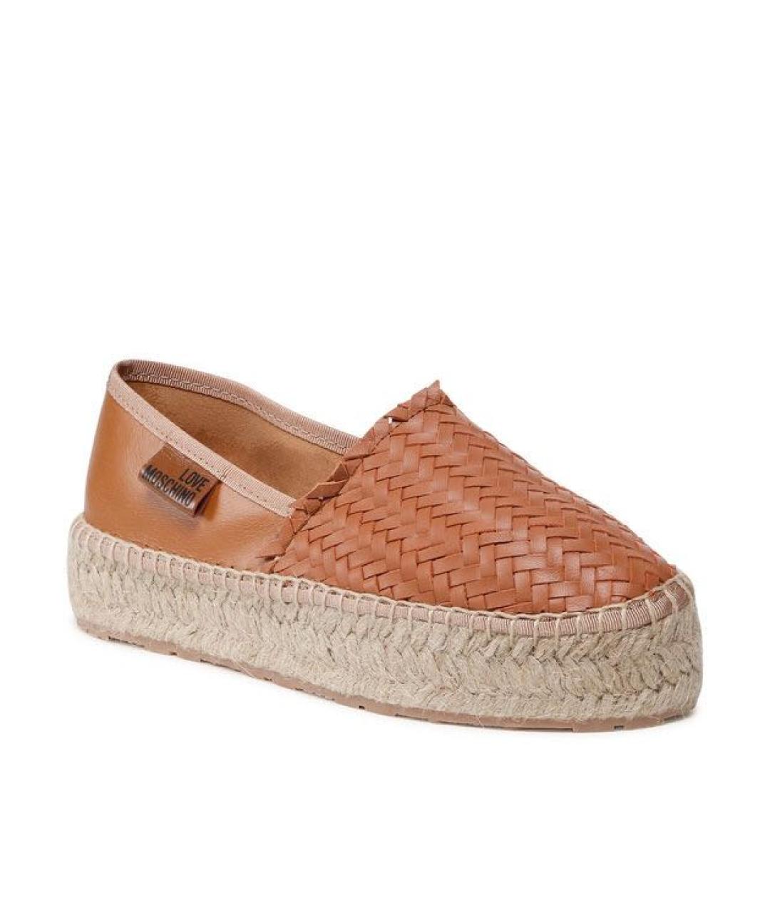 LOVE MOSCHINO Коричневые кожаные эспадрильи, фото 2