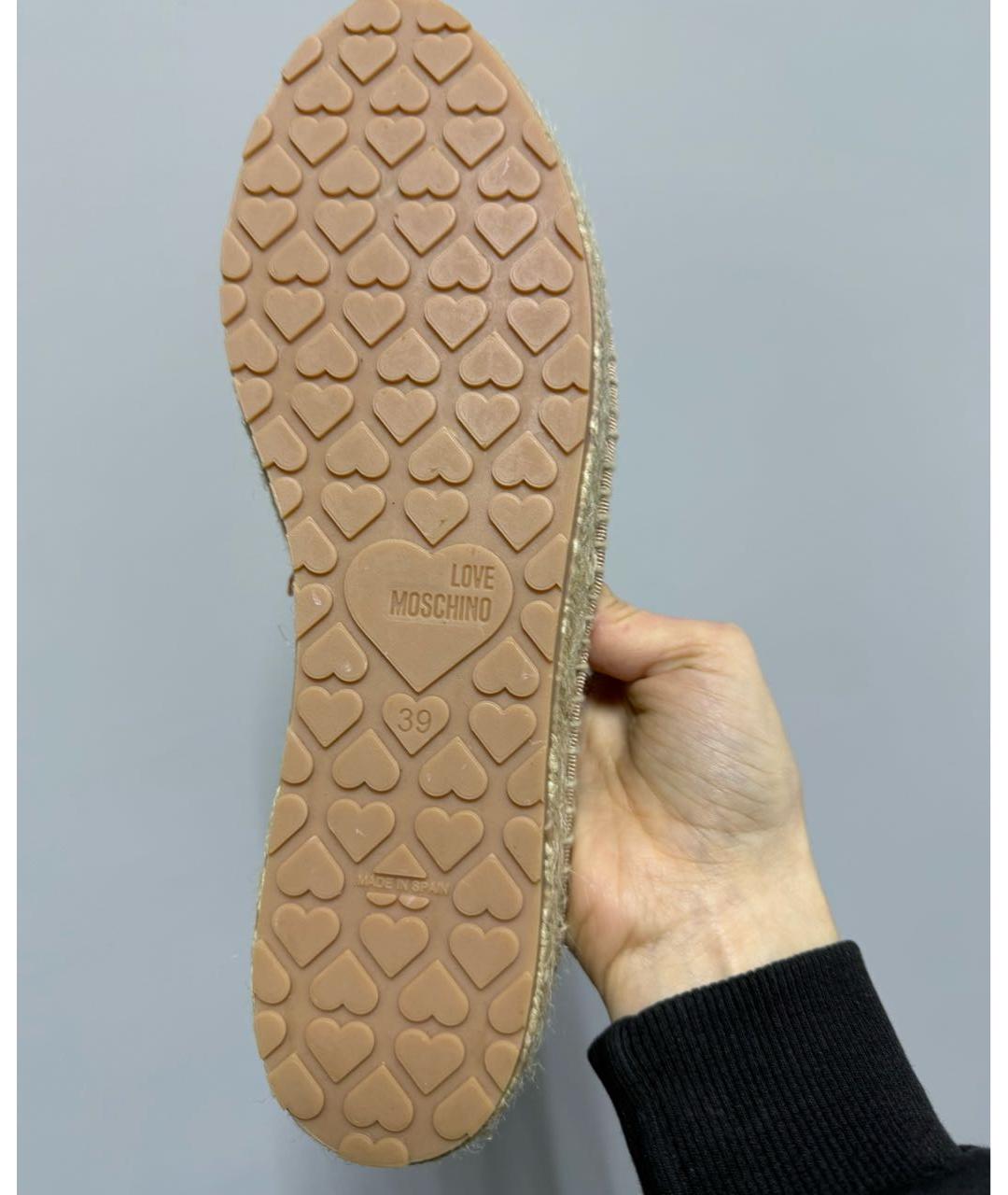 LOVE MOSCHINO Коричневые кожаные эспадрильи, фото 6