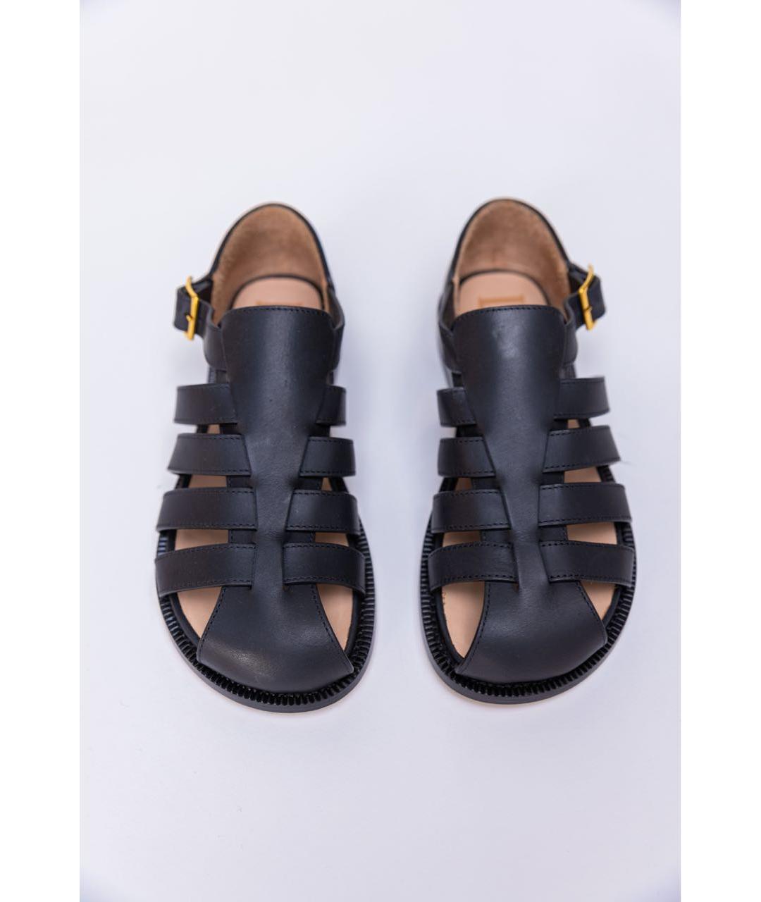 LOEWE Черные кожаные сандалии, фото 7