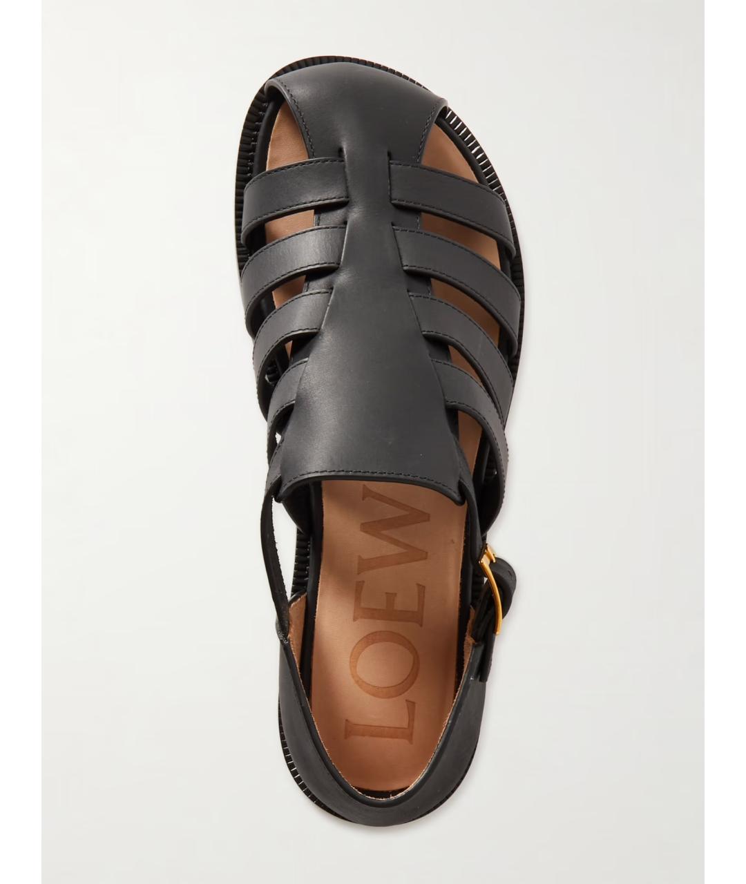 LOEWE Черные кожаные сандалии, фото 3